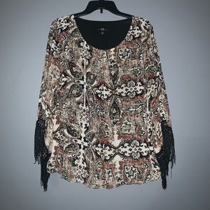 Cute Top with Fringe Sleeves